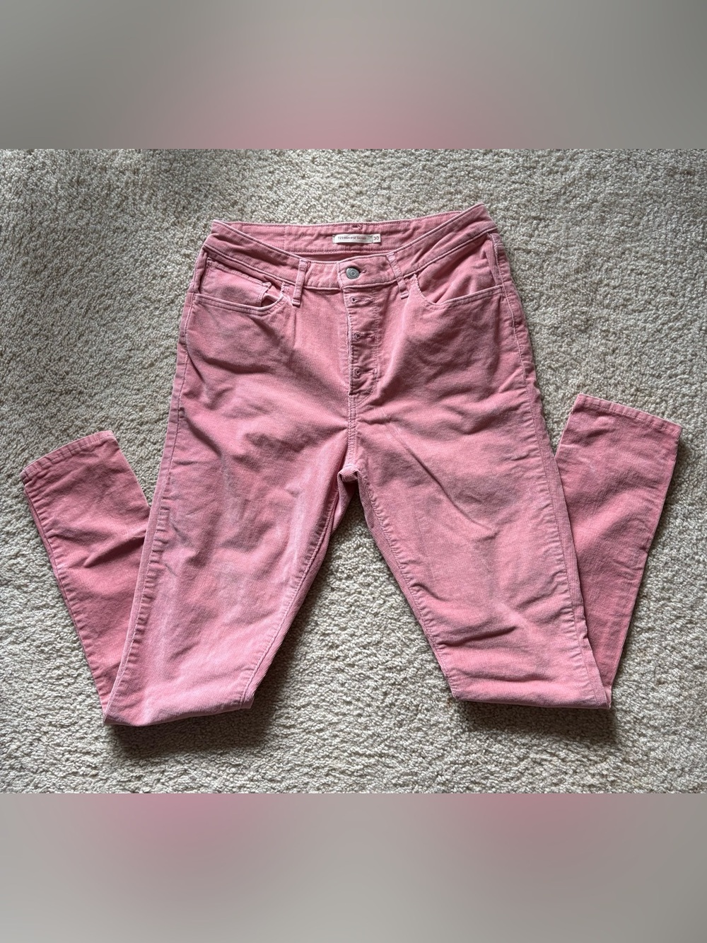 Levi’s High-Rise Skinny Corduroy Pants Button Fly Corduroy Jeans Dusty Rose Pink